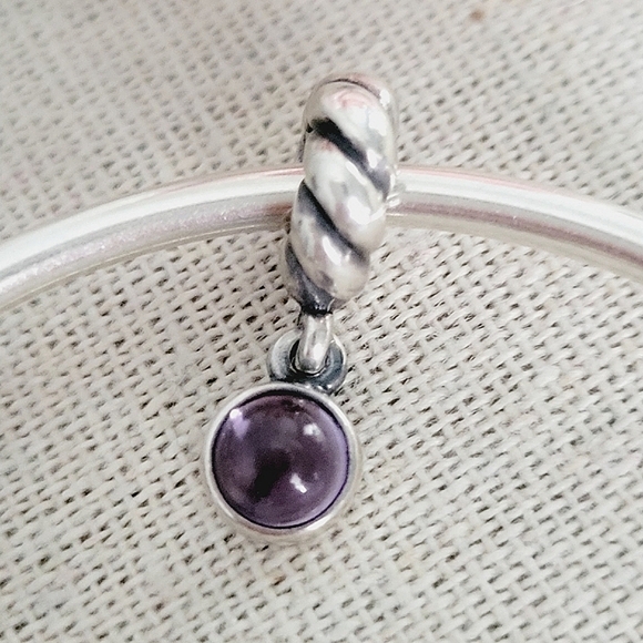 PANDORA purple amethyst mother of pearl beads charm sterling silver bracelet - Picture 3 of 15